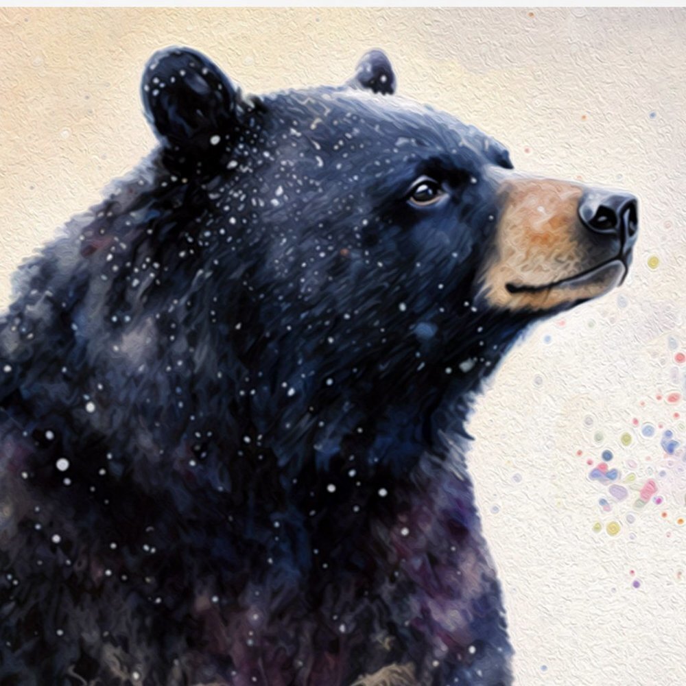 16x20 Black Bear with Butterfly‎ Watercolor Oil Painting Print